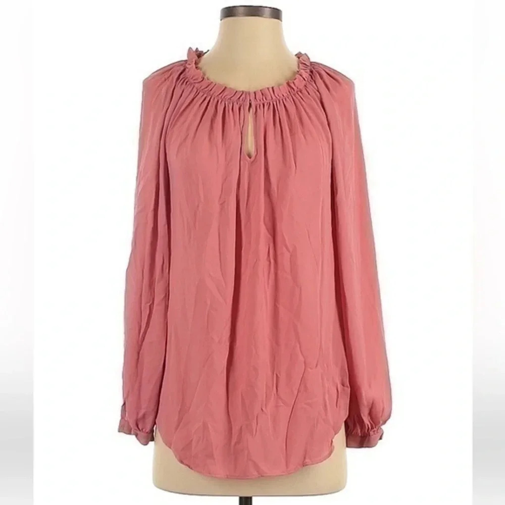 Ann Taylor | Vintage Vibes Soft Pink Long Sleeve Boho Blouse Size S Small